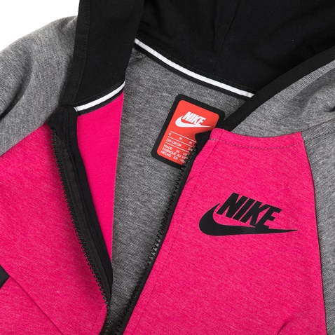 NIKE KIDS-Παιδική φλις ζακέτα NIKE KIDS NSWTCH FLC HOODIE γκρι- ροζ