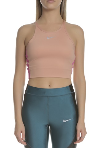 NIKE-Γυναικείο αθλητικό crop top NIKE σομόν