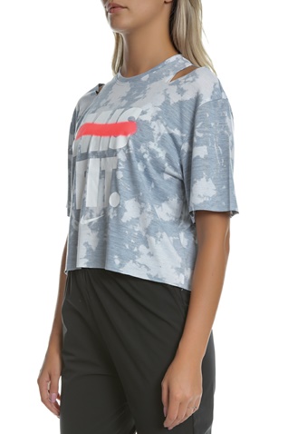 NIKE-Γυναικεία κοντομάνικη μπλούζα NIKE REBEL SS CROP TOP μπλε-γκρι