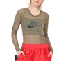 NIKE-Γυναικείο κορμάκι NIKE NSW AIR BODYSUIT LS MESH χακί