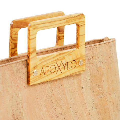 APOXYLO-Γυναικεία τσάντα ώμου APOXYLO 334.4 SQUARE NATURAL εκρού