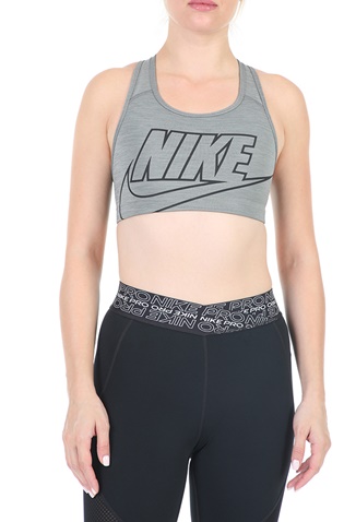 NIKE-Γυναικείο αθλητικό μπουστάκι NIKE SWOOSH FUTURA BRA γκρι