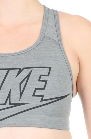 NIKE-Γυναικείο αθλητικό μπουστάκι NIKE SWOOSH FUTURA BRA γκρι