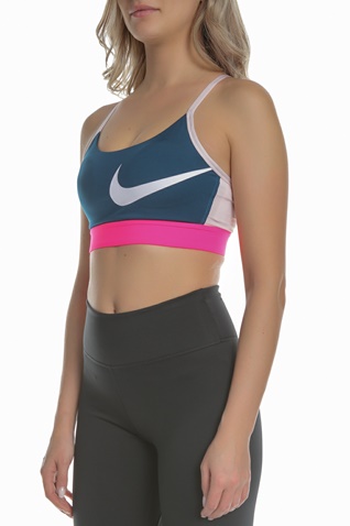 NIKE-Γυναικείο αθλητικό μπουστάκι NIKE ICNCLSH BRA LIGHT μπλε ροζ