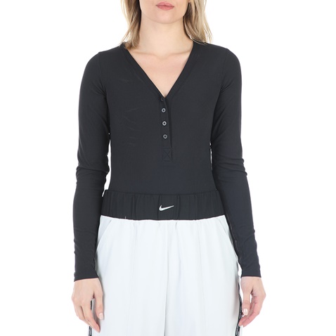 NIKE-Γυναικείο αθλητικό κορμάκι NIKE YOGA LUXE HENLEY BODYSUIT μαύρο