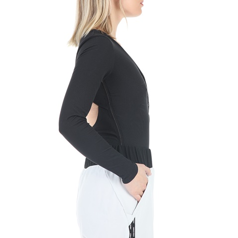 NIKE-Γυναικείο αθλητικό κορμάκι NIKE YOGA LUXE HENLEY BODYSUIT μαύρο