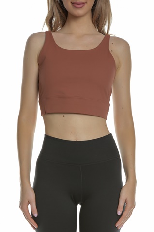 NIKE-Γυναικείο μπουστάκι NIKE YOGA LUXE CROP TANK κοραλί