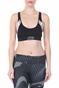 NIKE-Γυναικείο αθλητικό μπουστάκι NIKE INDY METALLIC LOGO BRA μαύρο ασημί