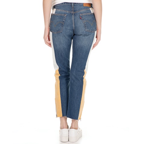 LEVI'S-Γυναικείο cropped jean παντελόνι LEVI'S MOTO 501 SHOW TEETH μπλε λευκό