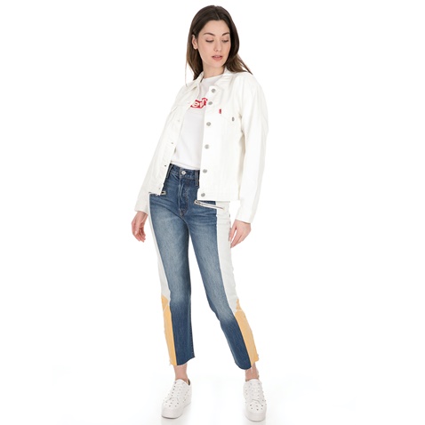 LEVI'S-Γυναικείο cropped jean παντελόνι LEVI'S MOTO 501 SHOW TEETH μπλε λευκό