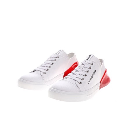 CALVIN KLEIN JEANS-Γυναικεία sneakers CALVIN KLEIN JEANS MYRTIE λευκά κόκκινα