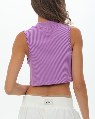 NIKE-Γυναικείο αθλητικό cropped top NIKE CZ9341 W NSW AIR TANK RIB μοβ λευκό