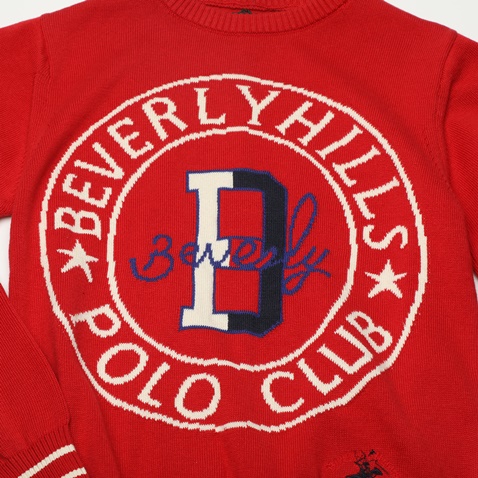 BEVERLY HILLS POLO CLUB-Παιδικό πουλόβερ BEVERLY HILLS POLO CLUB BHP.0W1.011.464 κόκκινο