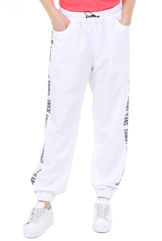 TOMMY HILFIGER-Γυναικείο παντελόνι φόρμας TOMMY HILFIGER JOGGER TAPE RELAXED λευκό