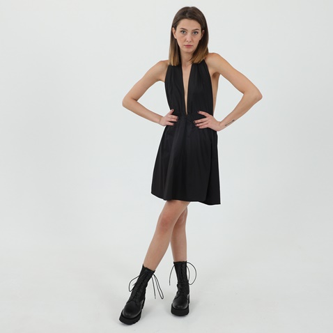 KENDALL+KYLIE-Γυναικείο mini φόρεμα KENDALL+KYLIE 60'S OPENBACK POPLIN μαύρο