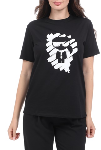 KARL LAGERFELD-Γυναικείο t-shirt KARL LAGERFELD ikonik graffiti μαύρο