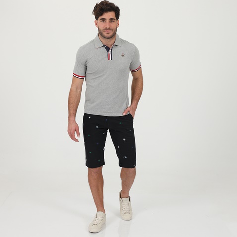 BEVERLY HILLS POLO CLUB-Ανδρική chino βερμούδα BEVERLY HILLS POLO CLUB BHP.1S2.021.001 ναυτική μπλε