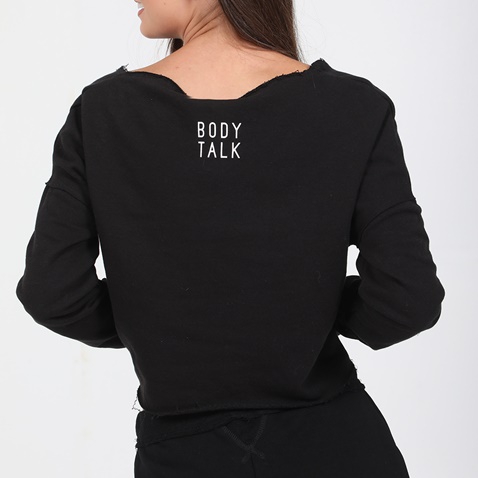 BODYTALK-Γυναικεία cropped φούτερ μπλούζα BODYTALK STOCK GIRLY EDGEW μαύρη