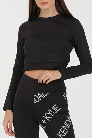 KENDALL + KYLIE-Γυναικείο cropped top KENDALL + KYLIE W ACTIVE OPENBACK LS μαύρο