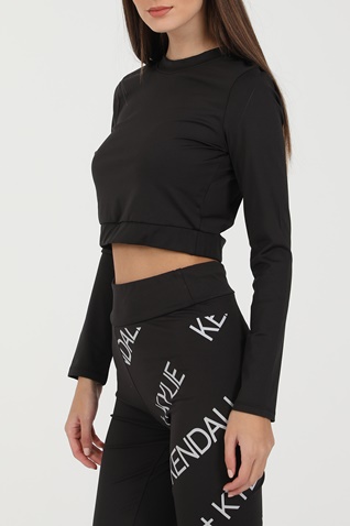 KENDALL + KYLIE-Γυναικείο cropped top KENDALL + KYLIE W ACTIVE OPENBACK LS μαύρο