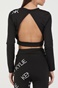 KENDALL + KYLIE-Γυναικείο cropped top KENDALL + KYLIE W ACTIVE OPENBACK LS μαύρο