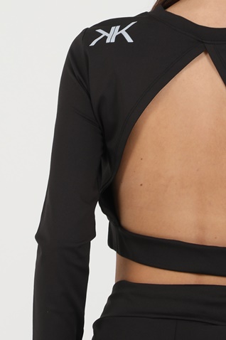 KENDALL + KYLIE-Γυναικείο cropped top KENDALL + KYLIE W ACTIVE OPENBACK LS μαύρο