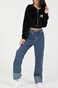 KENDALL + KYLIE-Γυναικεία cropped ζακέτα KENDALL + KYLIE ACTIVE VELVET CROPPED μαύρη