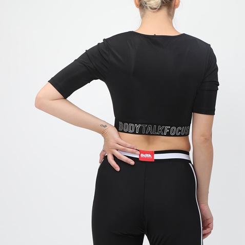 BODYTALK-Γυναικείο cropped top BODYTALK FOCUSW FLASH μαύρη