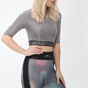 BODYTALK-Γυναικείο cropped top BODYTALK FOCUSW FLASH ασημί γκρι