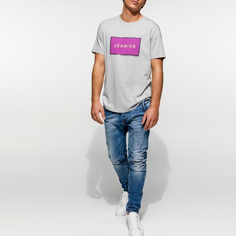 EDWARD JEANS-Ανδρικό t-shirt EDWARD JEANS JEANER γκρι μελανζέ