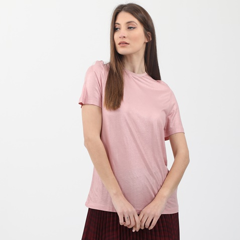 TED BAKER-Γυναικεία μπλούζα TED BAKER FABRIC INTEREST RELAXED ροζ