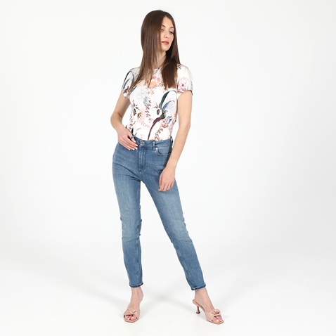 TED BAKER-Γυναικείο jean παντελόνι TED BAKER 250422 SKINNY MID WASH μπλε