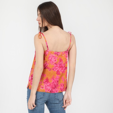 TED BAKER-Γυναικείο top camisol TED BAKER BOW DETAIL SQUARE NECK CAMI φούξια πορτοκαλί