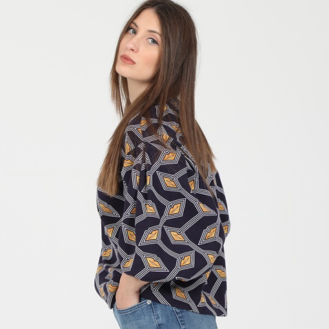 TED BAKER-Γυναικεία μπλούζα TED BAKER 252398 MODERNITY PRINTED SWEATSHIRT μπλε κίτρινη