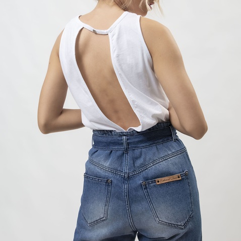 EDWARD JEANS-Γυναικείο jean paperbag παντελόνι EDWARD JEANS TALLIS-JUS JEANS μπλε