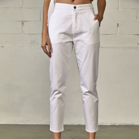 EDWARD JEANS-Γυναικείο ψηλόμεσο cropped παντελόνι EDWARD JEANS LAQUETA-S21 λευκό