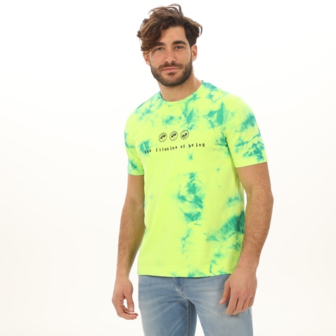 DIESEL-Ανδρικό t-shirt DIESEL A00281-0WAXP κίτρινο tie dye