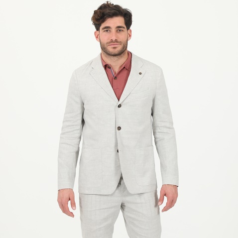 TED BAKER-Ανδρικό σακάκι blazer YUCCA TED BAKER 252025 LINEN BLEND γκρι καφέ