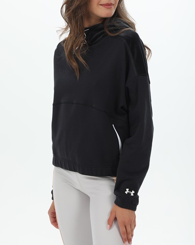 UNDER ARMOUR-Γυναικεία cropped φούτερ μπλούζα UNDER ARMOUR 1373975 UA Journey Fleece Hoodie μαύρη