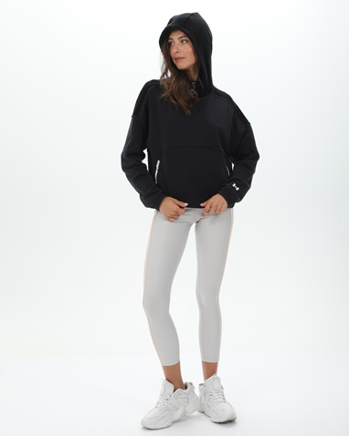 UNDER ARMOUR-Γυναικεία cropped φούτερ μπλούζα UNDER ARMOUR 1373975 UA Journey Fleece Hoodie μαύρη