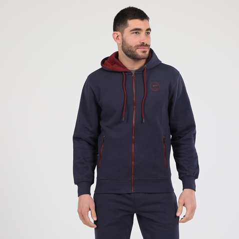 BATTERY-Ανδρική φούτερ ζακέτα BATTERY HOODIES FULL ZIP BTR μπλε μπορντό