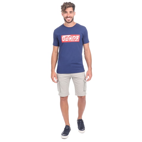 BATTERY-Ανδρικό t-shirt BATTERY MODAL μπλε