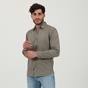 DIRTY LAUNDRY-Ανδρικό πουκάμισο DIRTY LAUNDRY DLMS0621F REGULAR TWILL καφέ γκρι