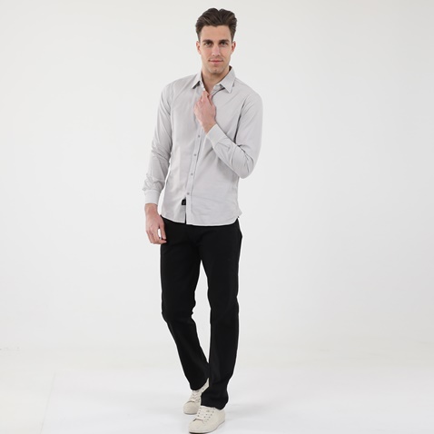 DIRTY LAUNDRY-Ανδρικό πουκάμισο DIRTY LAUNDRY DLMS0621F REGULAR TWILL λευκό πάγου