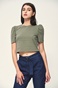 EDWARD JEANS-Γυναικεία cropped μπλούζα EDWARD JEANS WP-N-TOP-S22-002 GLYN χακί