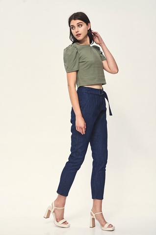 EDWARD JEANS-Γυναικεία cropped μπλούζα EDWARD JEANS WP-N-TOP-S22-002 GLYN χακί