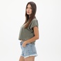 EDWARD JEANS-Γυναικείο cropped top EDWARD JEANS WP-N-TOP-S22-004 ROSETTA χακί