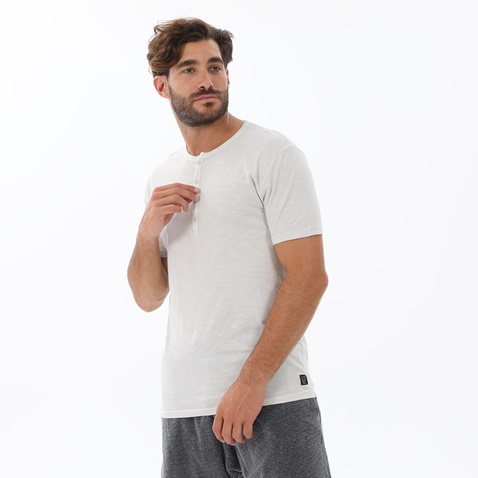 DIRTY LAUNDRY-Ανδρικό t-shirt DIRTY LAUNDRY DLMT000331 FRONT PLACKET SLUB TEE γκρι