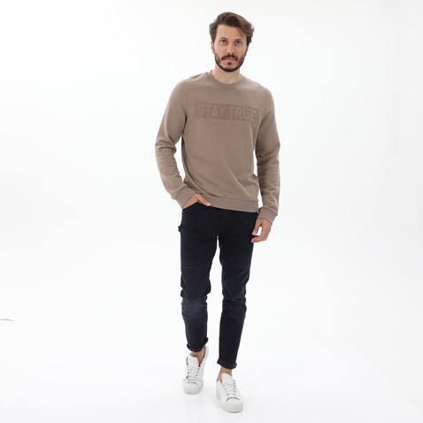 EDWARD JEANS-Ανδρική φούτερ μπλούζα EDWARD JEANS MP-N-FLS-W21-004 SIDES μπεζ