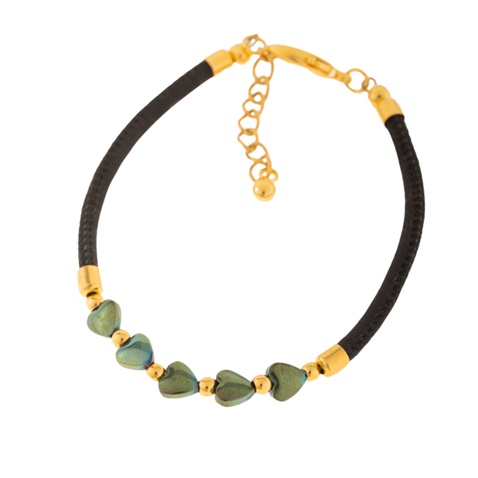 APOXYLO-Γυναικείο βραχιόλι APOXYLO 5039.1 GREEN HEMATITE BLACK μαύρο